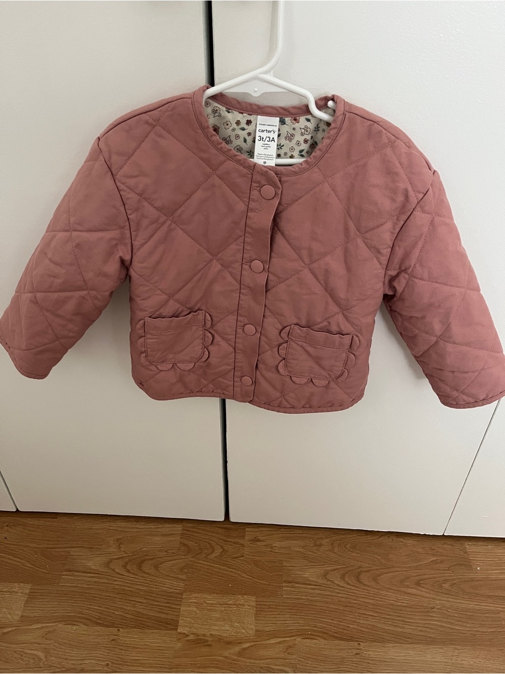 Carter's Quilted Puff Jacket in Dusty Rose Pink